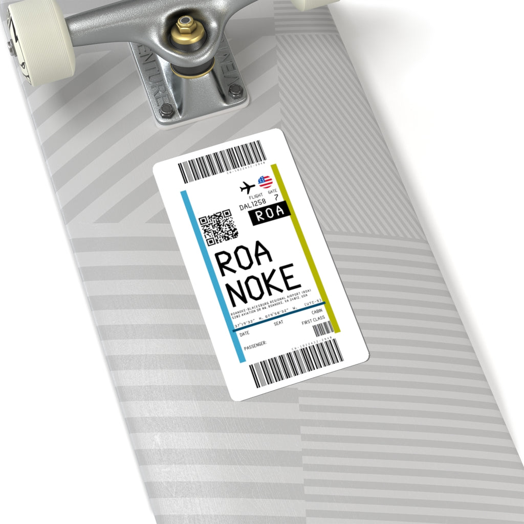 Roanoke-Blacksburg Airport (ROA) Boarding Pass Sticker — Travel Luggage Decal