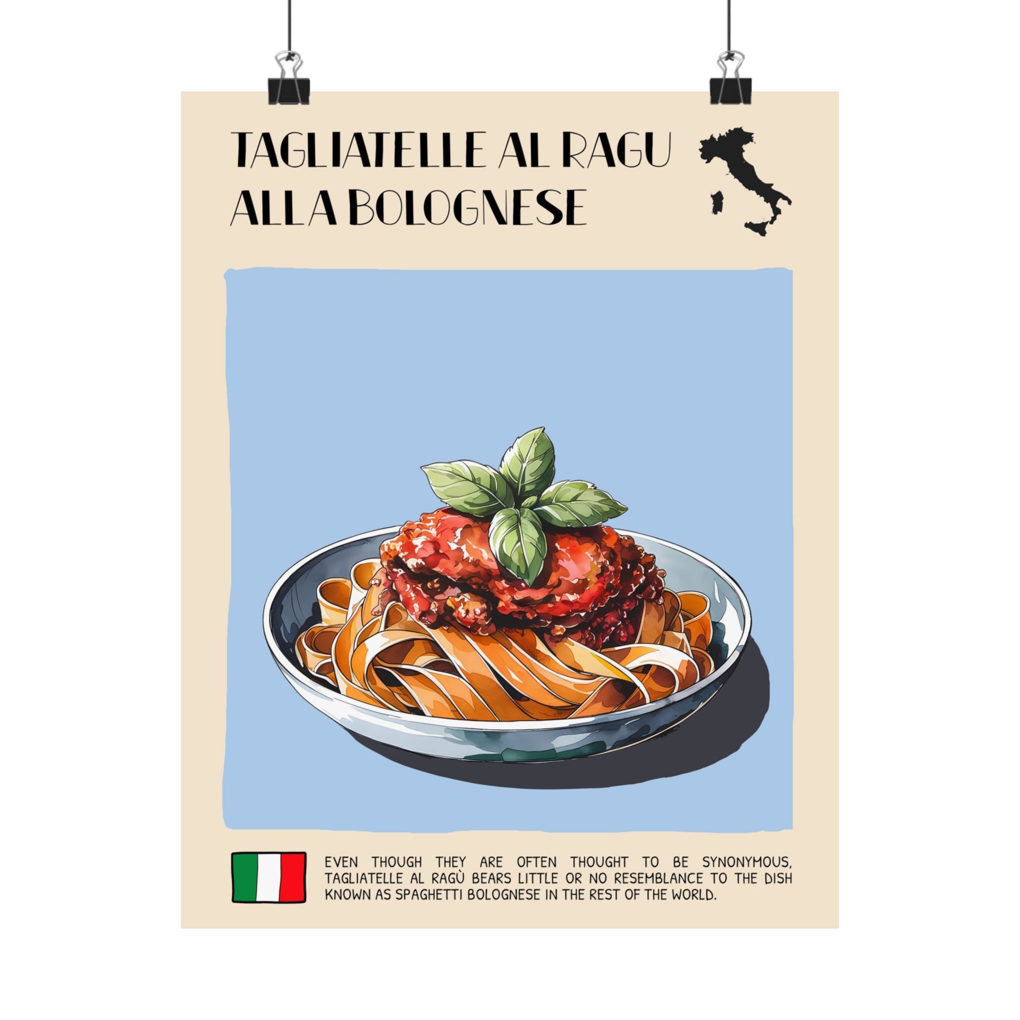 Tagliatelle al Ragu alla Bolognese Poster —  Kitchen Art Vertical Matte Print