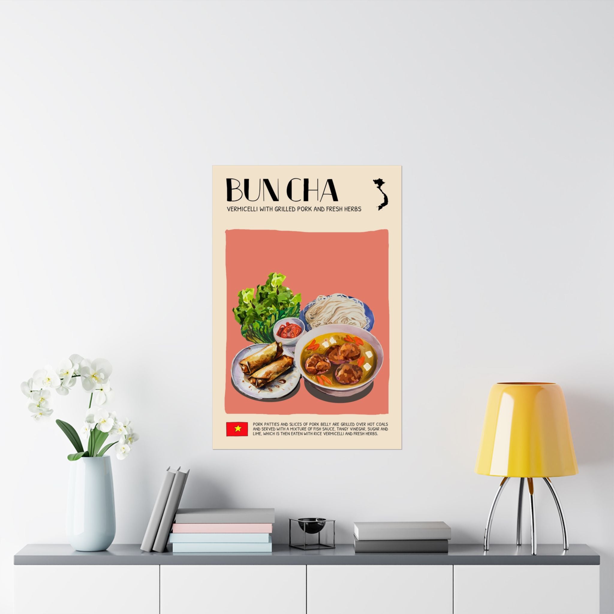 Bun Cha Matte Poster — Vietnamese Food Kitchen Art