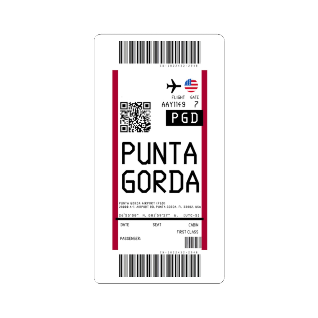 Punta Gorda Airport (PGD) Boarding Pass Sticker — Travel Luggage Decal