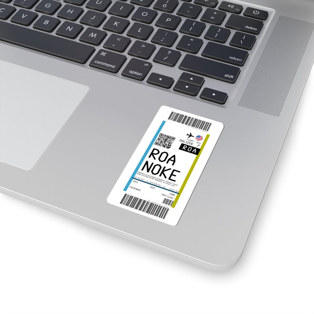Roanoke-Blacksburg Airport (ROA) Boarding Pass Sticker — Travel Luggage Decal