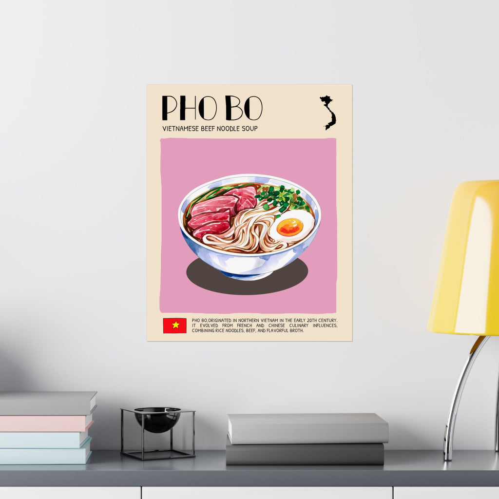 Pho Bo Poster — Matte Vietnamese Street Food Kitchen Art