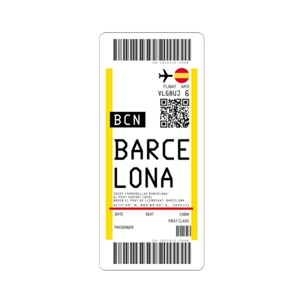 Josep Tarradellas Barcelona-El Prat Airport (BCN) Boarding Pass Sticker — Travel Luggage Decal