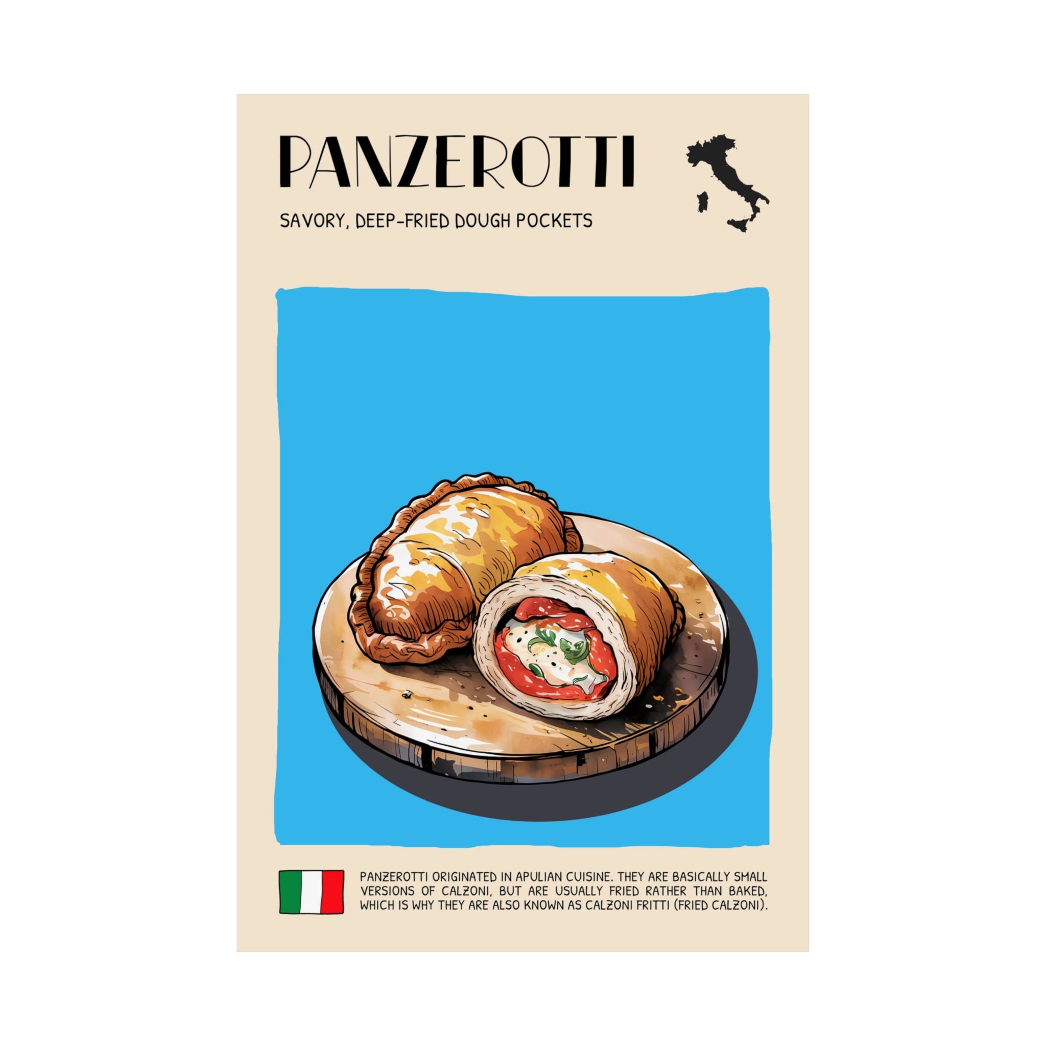Panzerotti Poster —  Kitchen Art Vertical Matte Print
