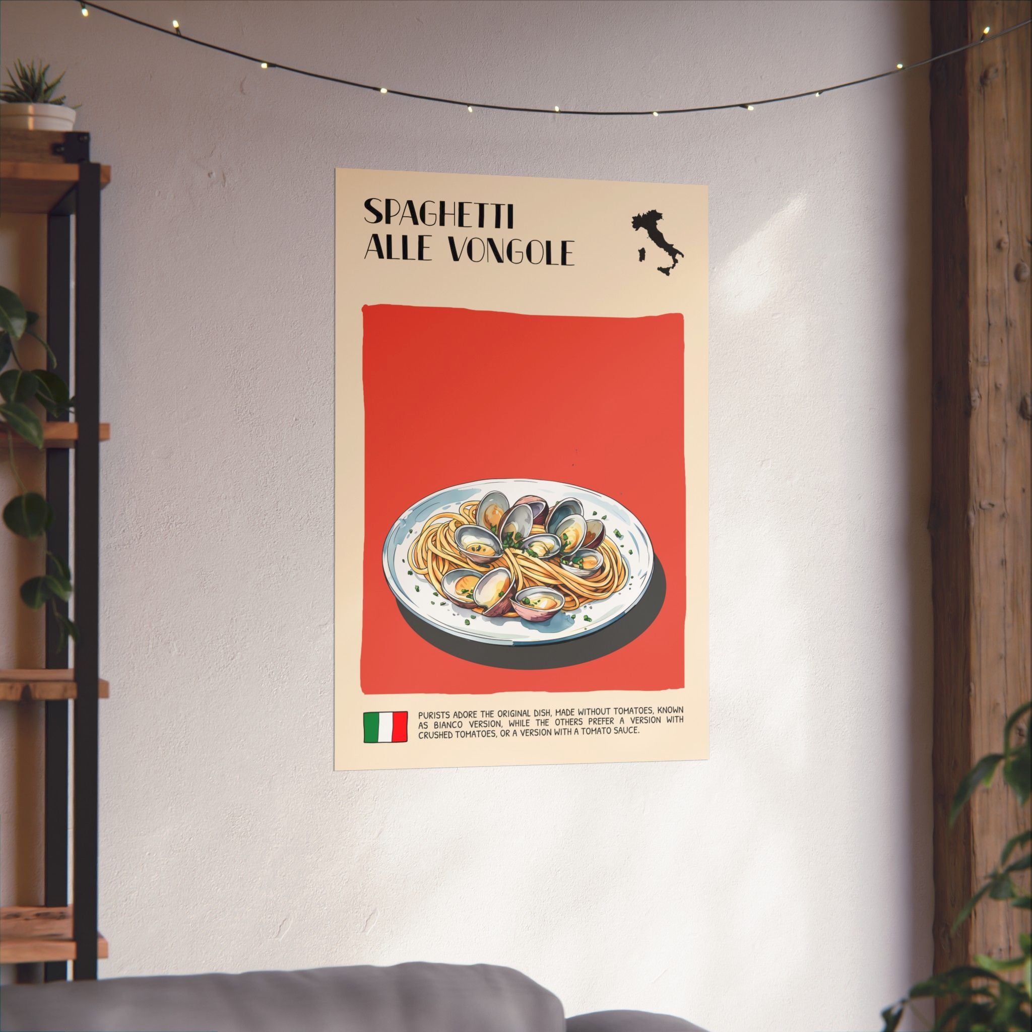 Spaghetti Alle Vongole Poster —  Kitchen Art Vertical Matte Print