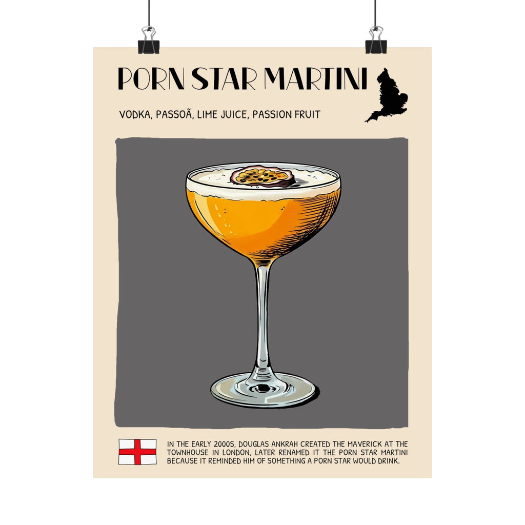 Pornstar Martini Poster — Cocktail Recipe Matte Vertical Art Print