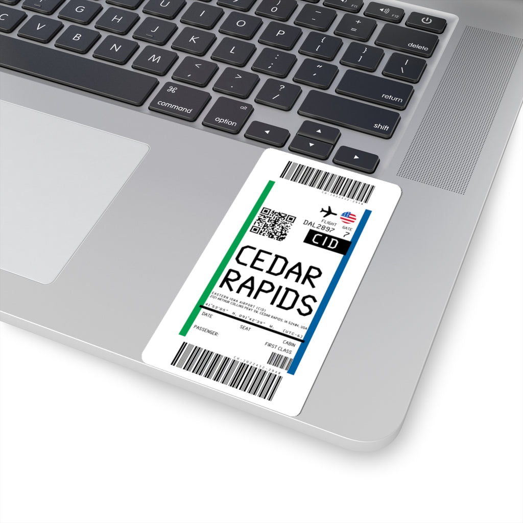 Eastern Iowa Airport (CID) Boarding Pass Sticker — Travel Luggage Decal