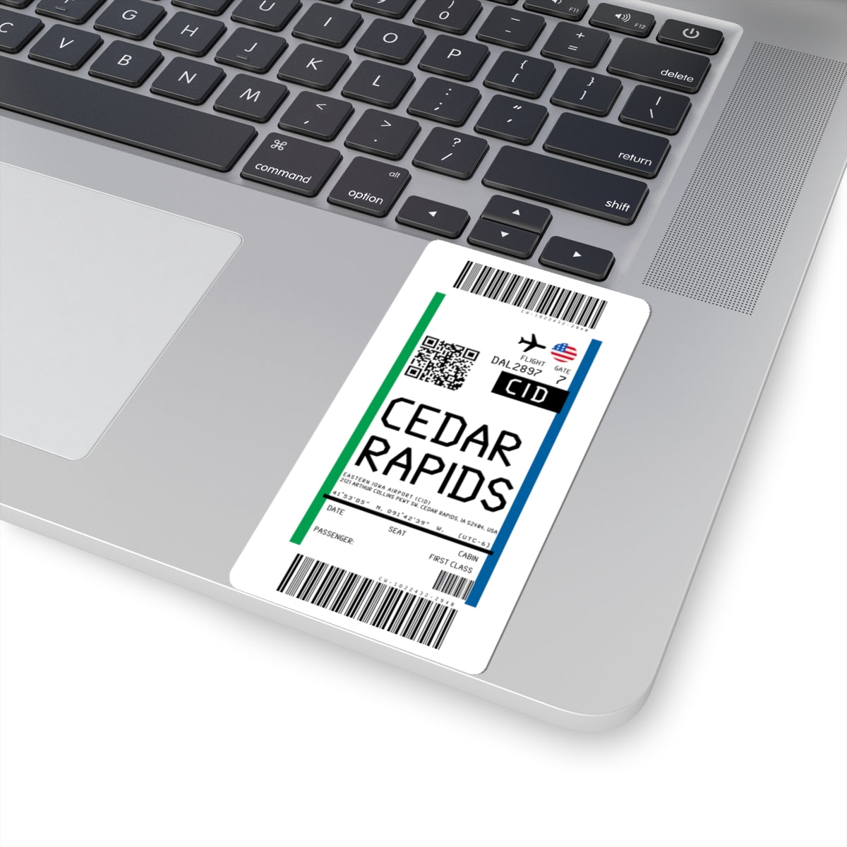 Eastern Iowa Airport (CID) Boarding Pass Sticker — Travel Luggage Decal