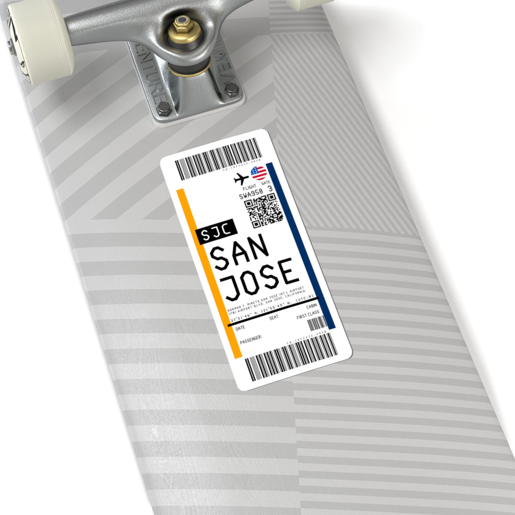 San Jose Mineta International Airport (SJC) Boarding Pass Sticker — Travel Luggage Decal