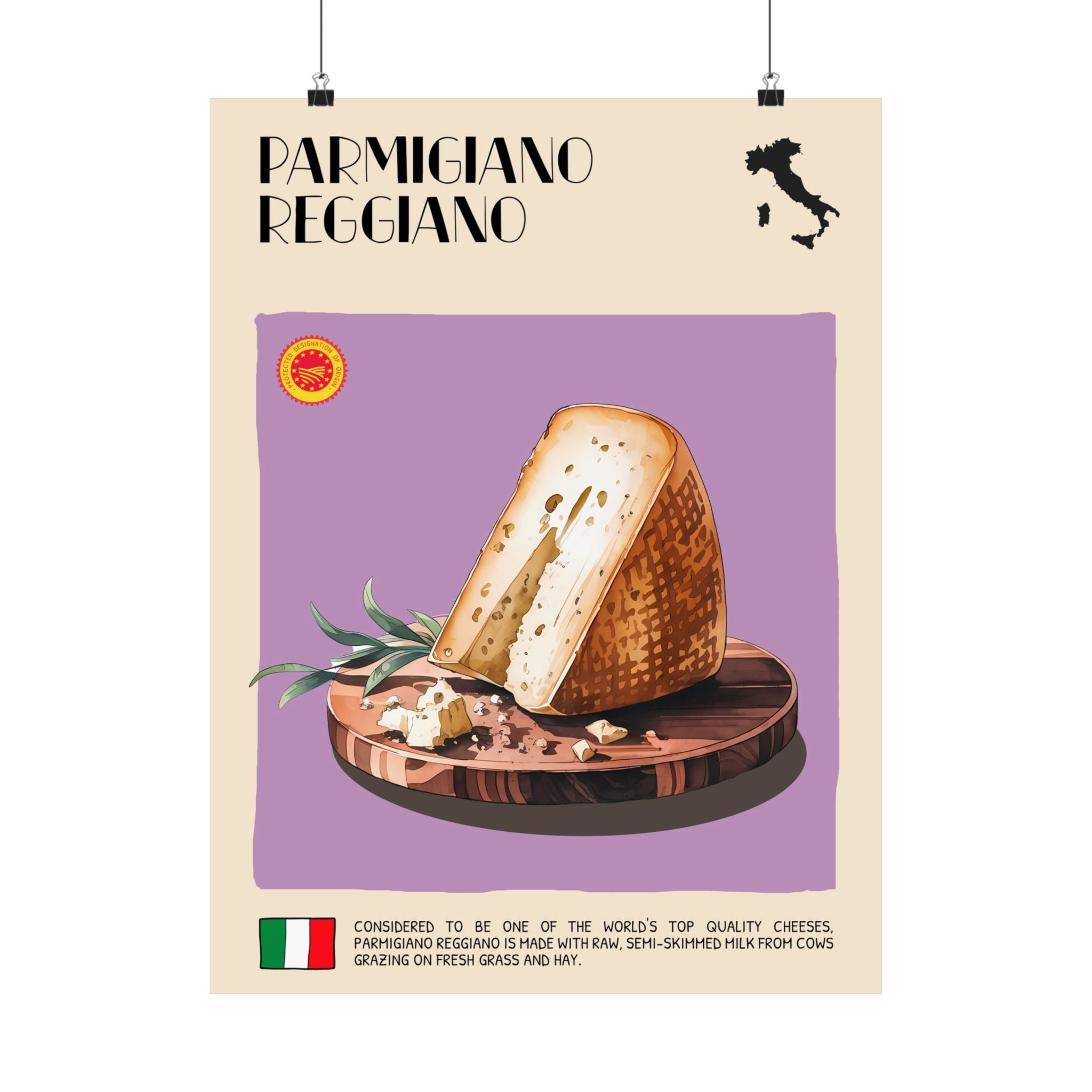 Parmigiano Reggiano Cheese Poster — Kitchen Art Vertical Matte Print