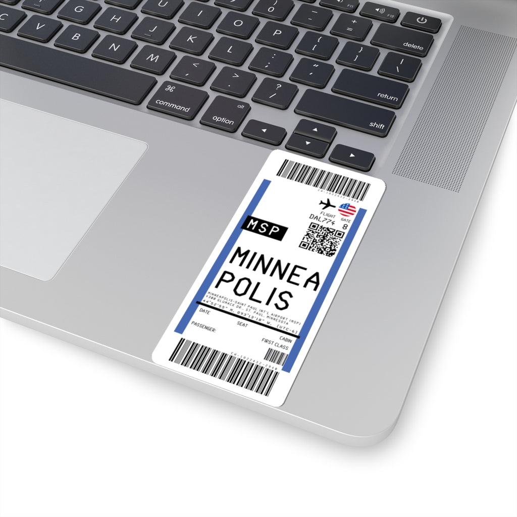 Minneapolis–Saint Paul International Airport (MSP) Boarding Pass Sticker — Travel Luggage Decal