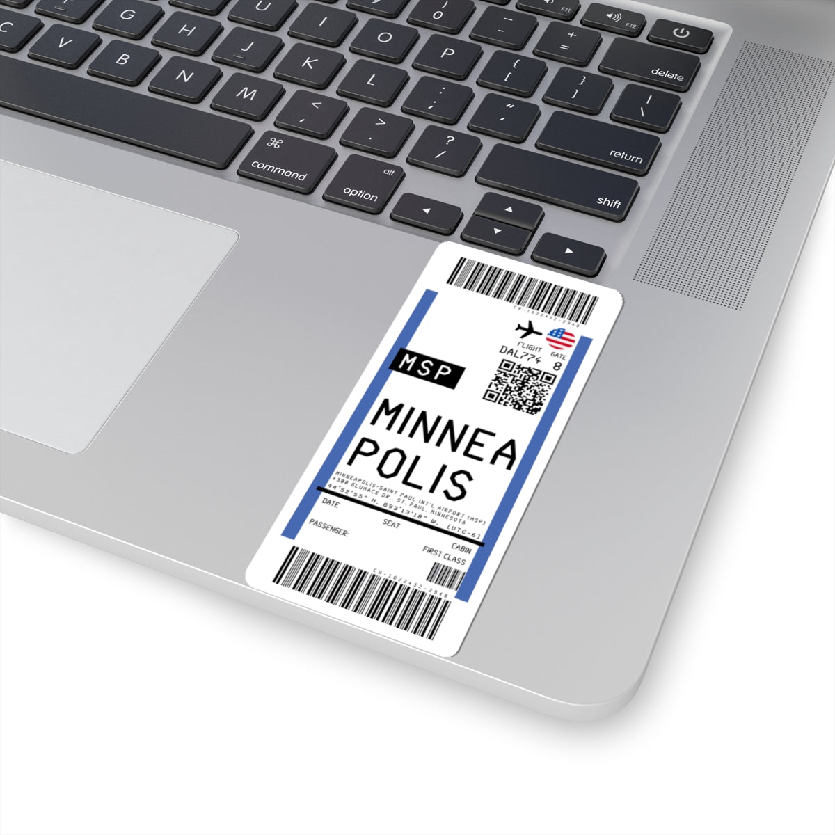 Minneapolis–Saint Paul International Airport (MSP) Boarding Pass Sticker — Travel Luggage Decal