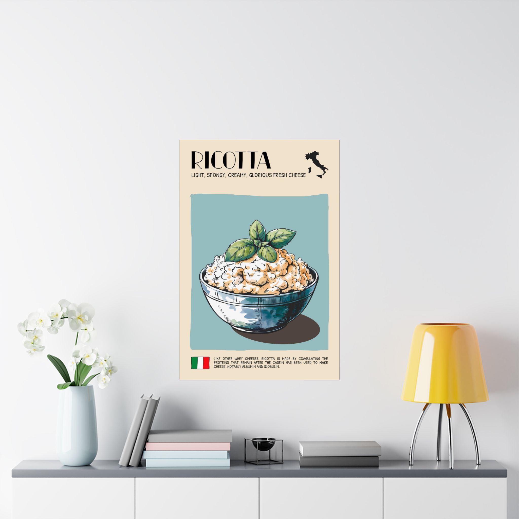 Ricotta Cheese Poster — Kitchen Art Vertical Matte Print