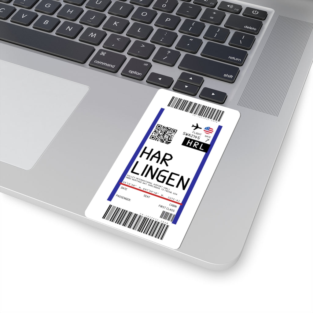 Valley International Airport (HRL) Boarding Pass Sticker — Travel Luggage Decal