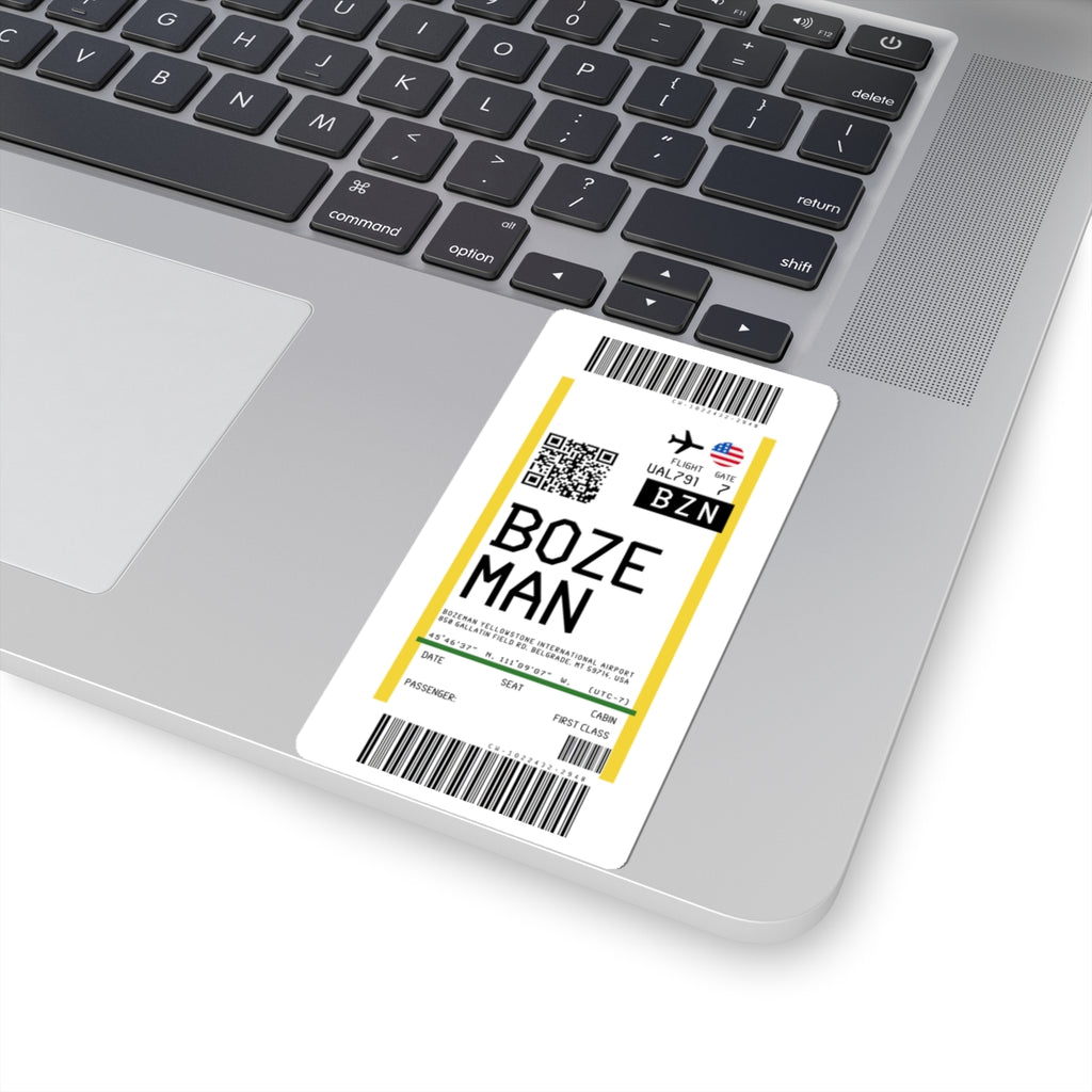 Bozeman Yellowstone International Airport (BZN) Boarding Pass Sticker — Travel Luggage Decal