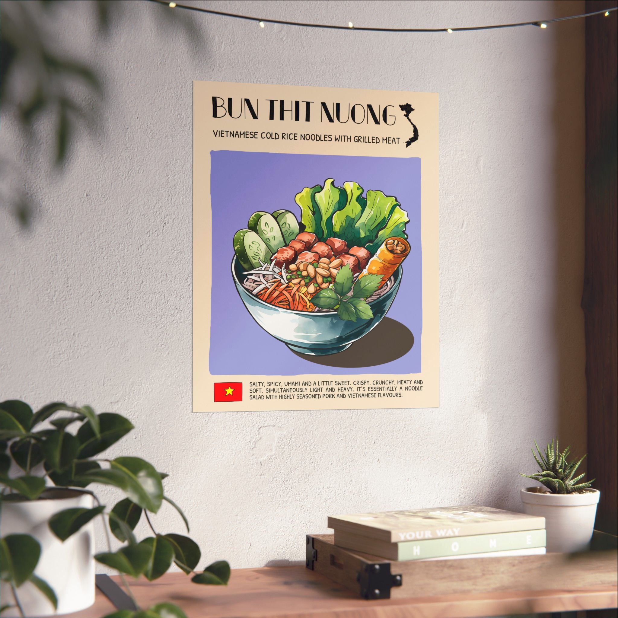 Bun Thit Nuong Matte Poster — Vietnamese Food Kitchen Art