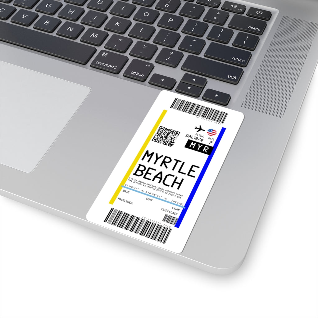 Myrtle Beach International Airport (MYR) Boarding Pass Sticker — Travel Luggage Decal