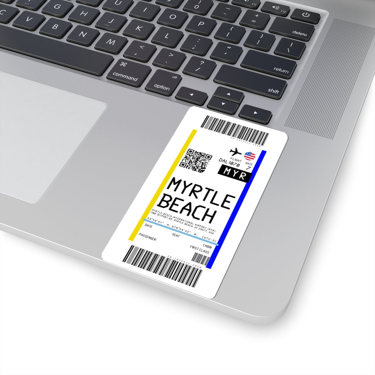 Myrtle Beach International Airport (MYR) Boarding Pass Sticker — Travel Luggage Decal
