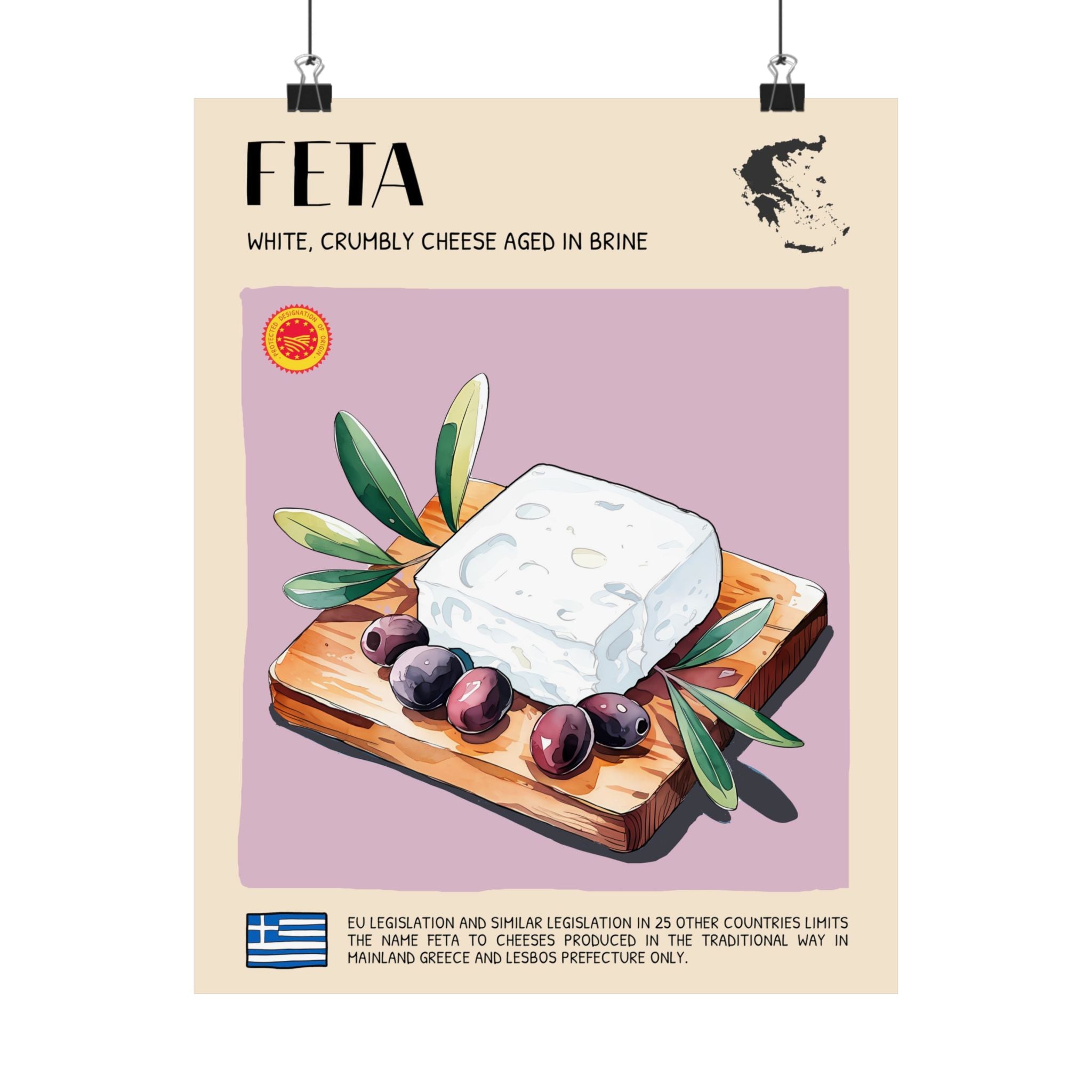 Feta Cheese Poster — Kitchen Art Vertical Matte Print