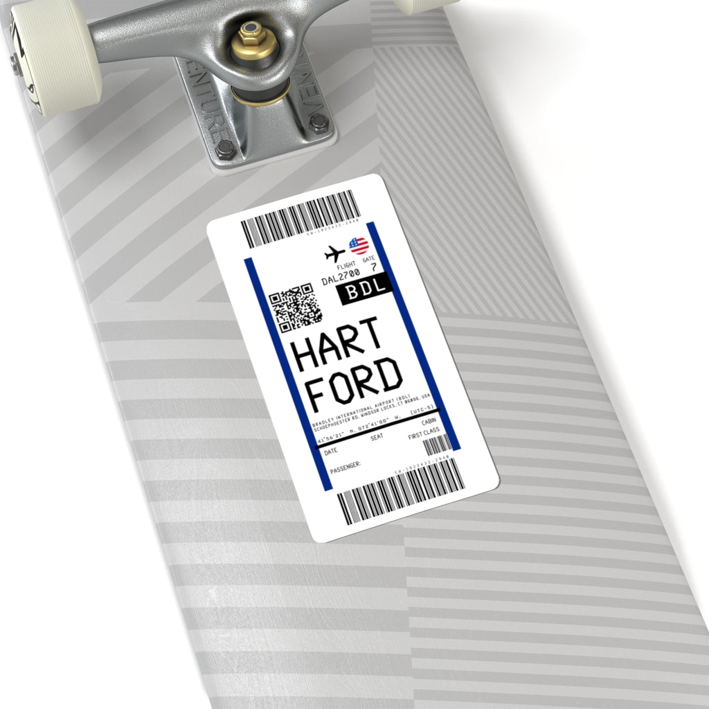 Bradley International Airport  (BDL) Boarding Pass Sticker — Travel Luggage Decal