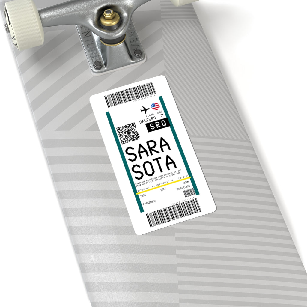 Sarasota–Bradenton International Airport (SRQ) Boarding Pass Sticker — Travel Luggage Decal