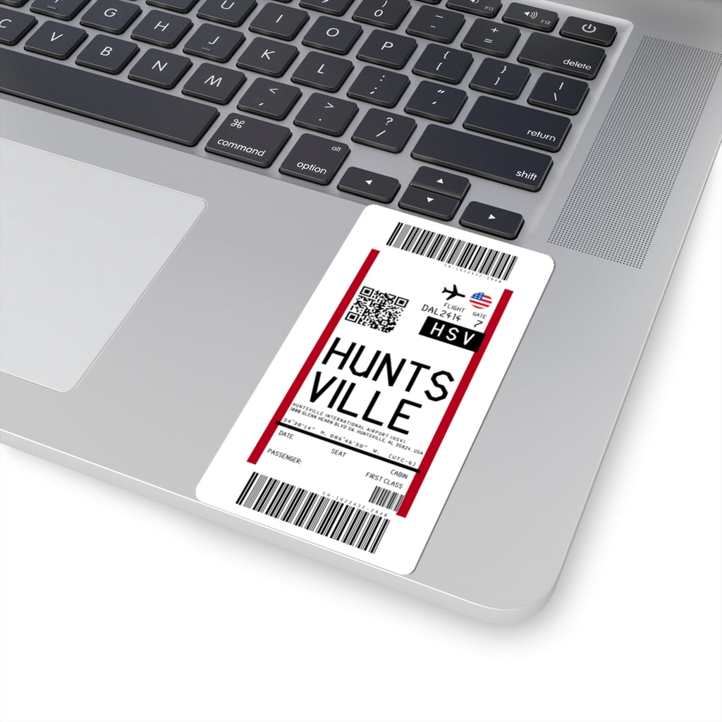 Huntsville International Airport (HSV) Boarding Pass Sticker — Travel Luggage Decal