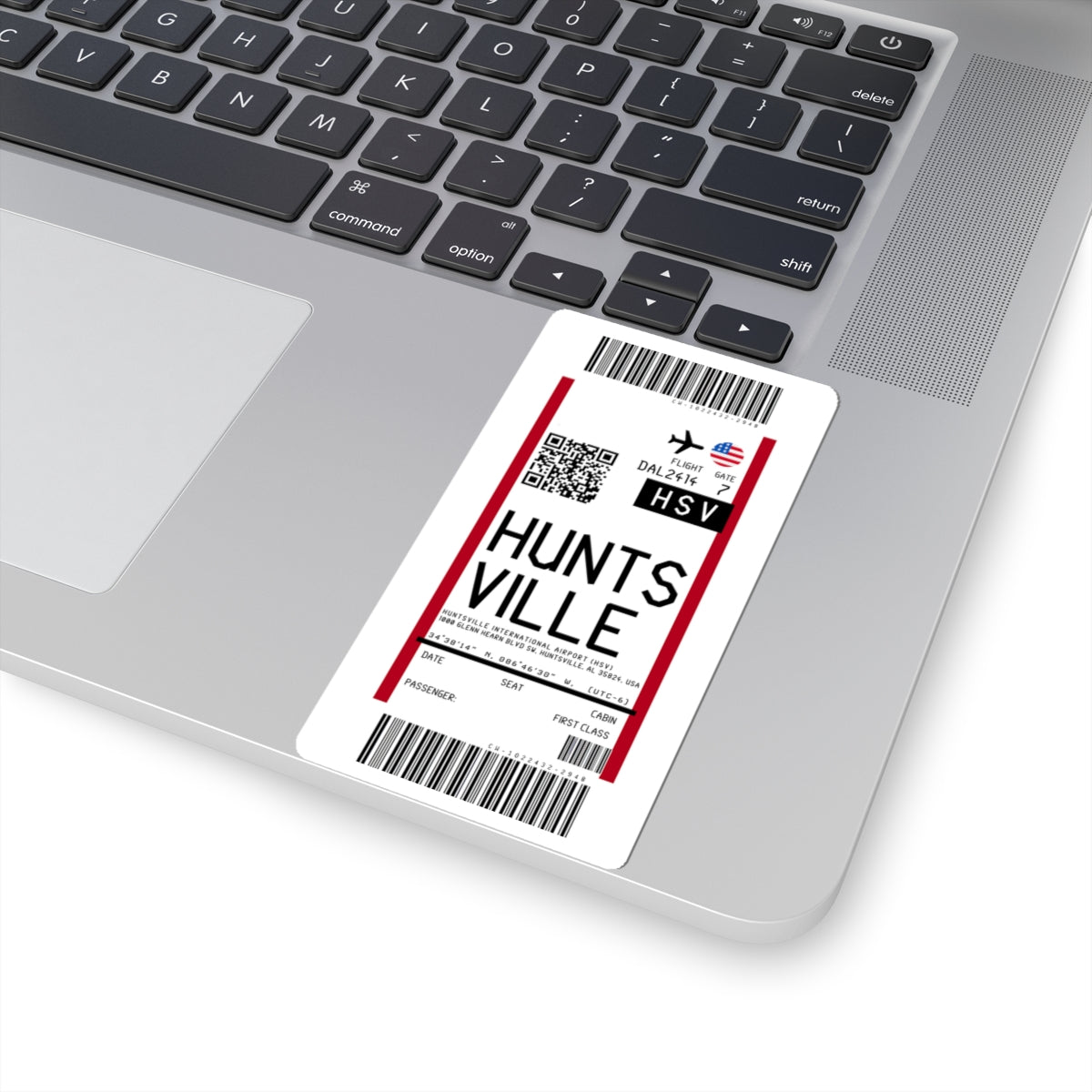 Huntsville International Airport (HSV) Boarding Pass Sticker — Travel Luggage Decal