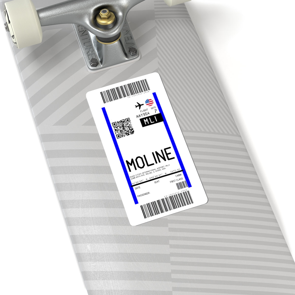 Quad Cities International Airport (MLI) Boarding Pass Sticker — Travel Luggage Decal