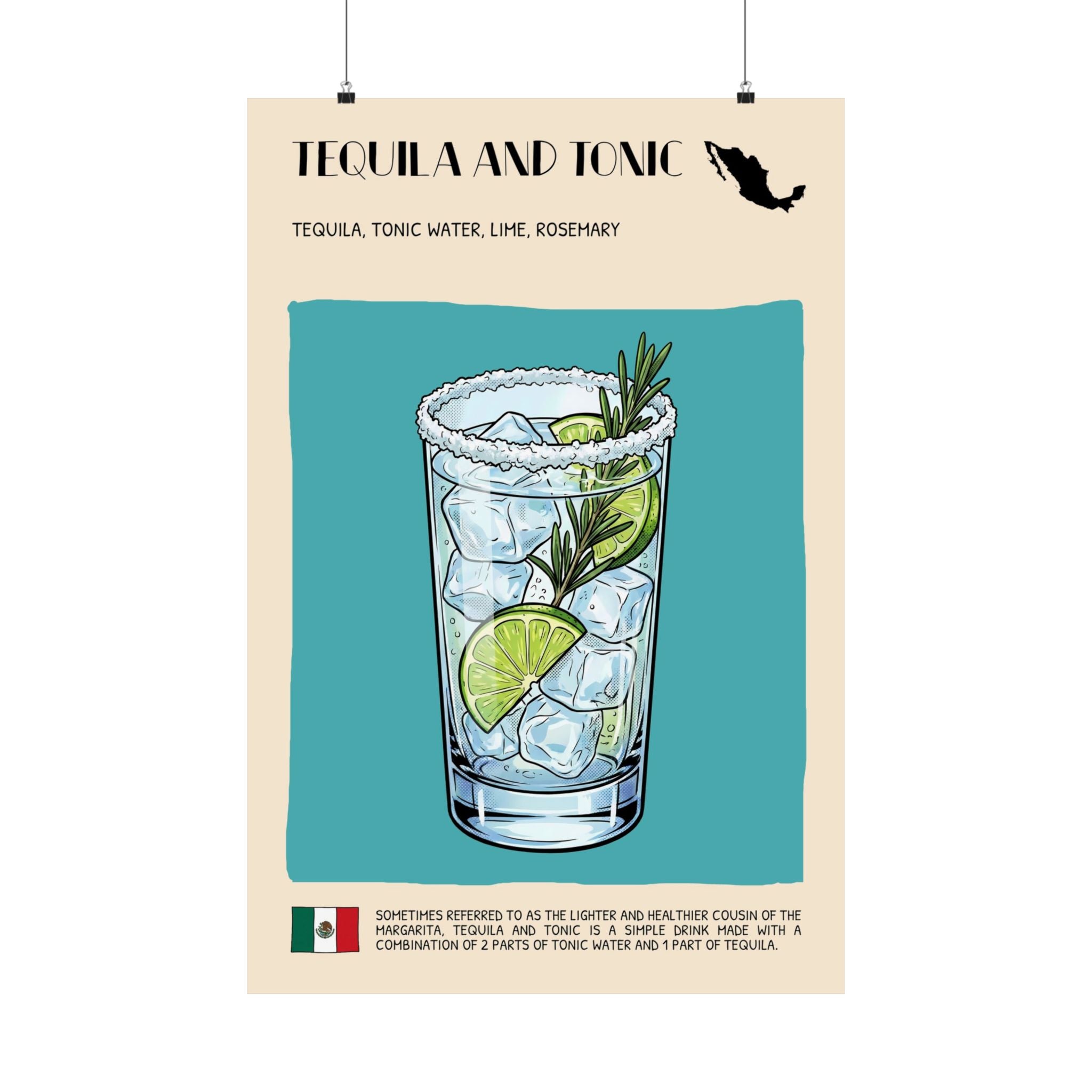 Tequila and Tonic Poster — Mexican Cocktail Art Print