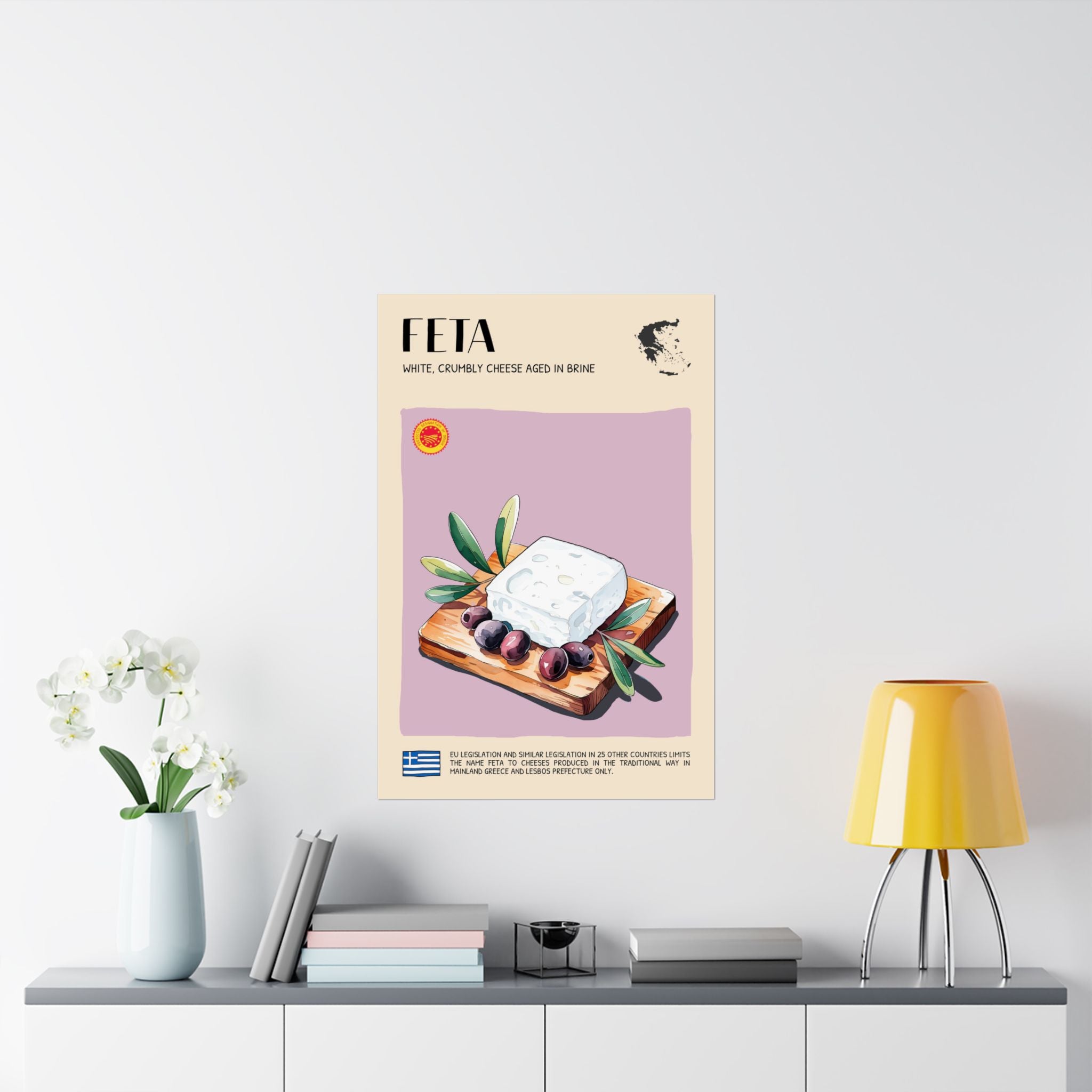 Feta Cheese Poster — Kitchen Art Vertical Matte Print