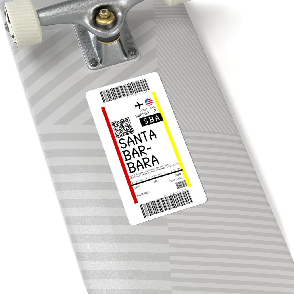 Santa Barbara Municipal Airport (SBA) Boarding Pass Sticker — Travel Luggage Decal