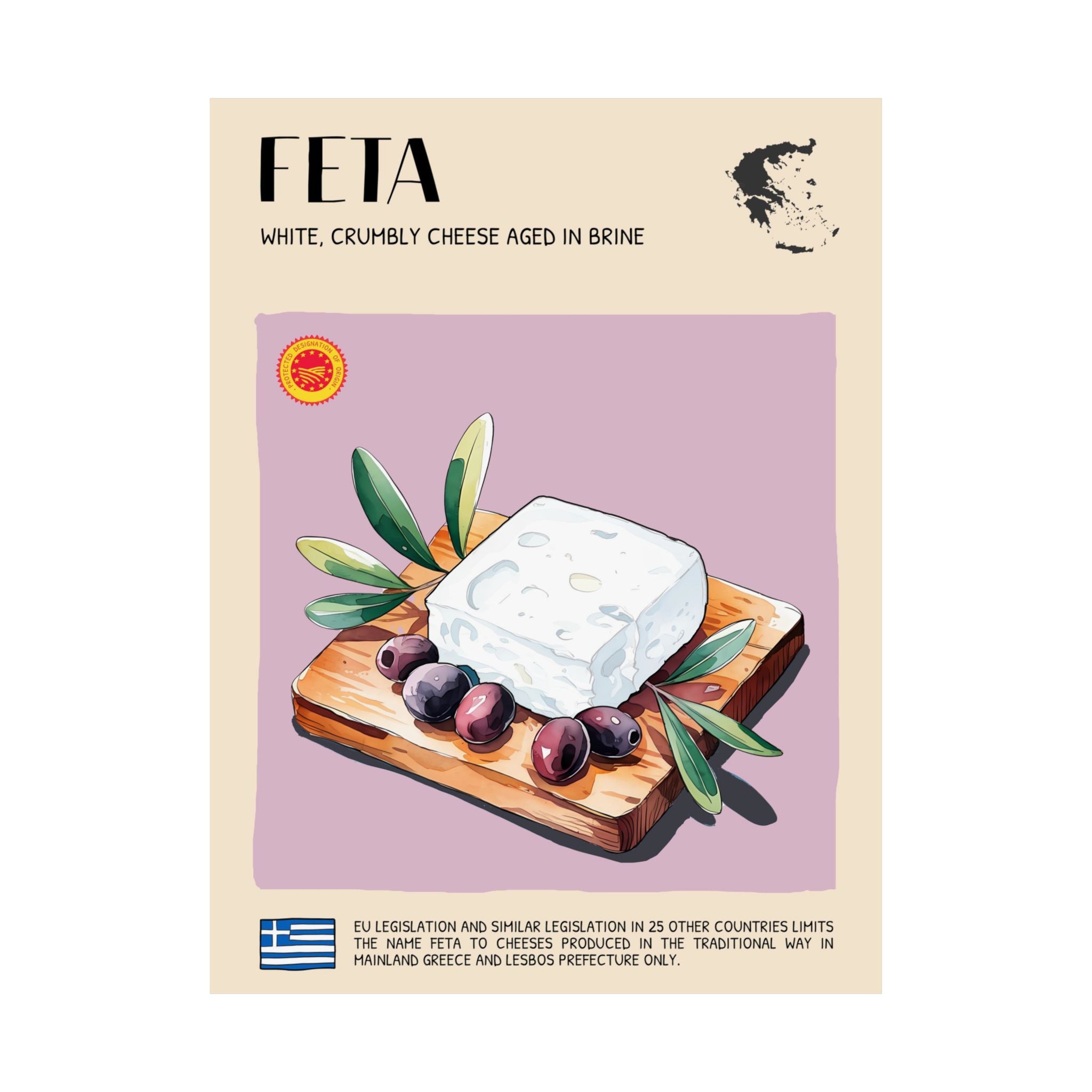 Feta Cheese Poster — Kitchen Art Vertical Matte Print