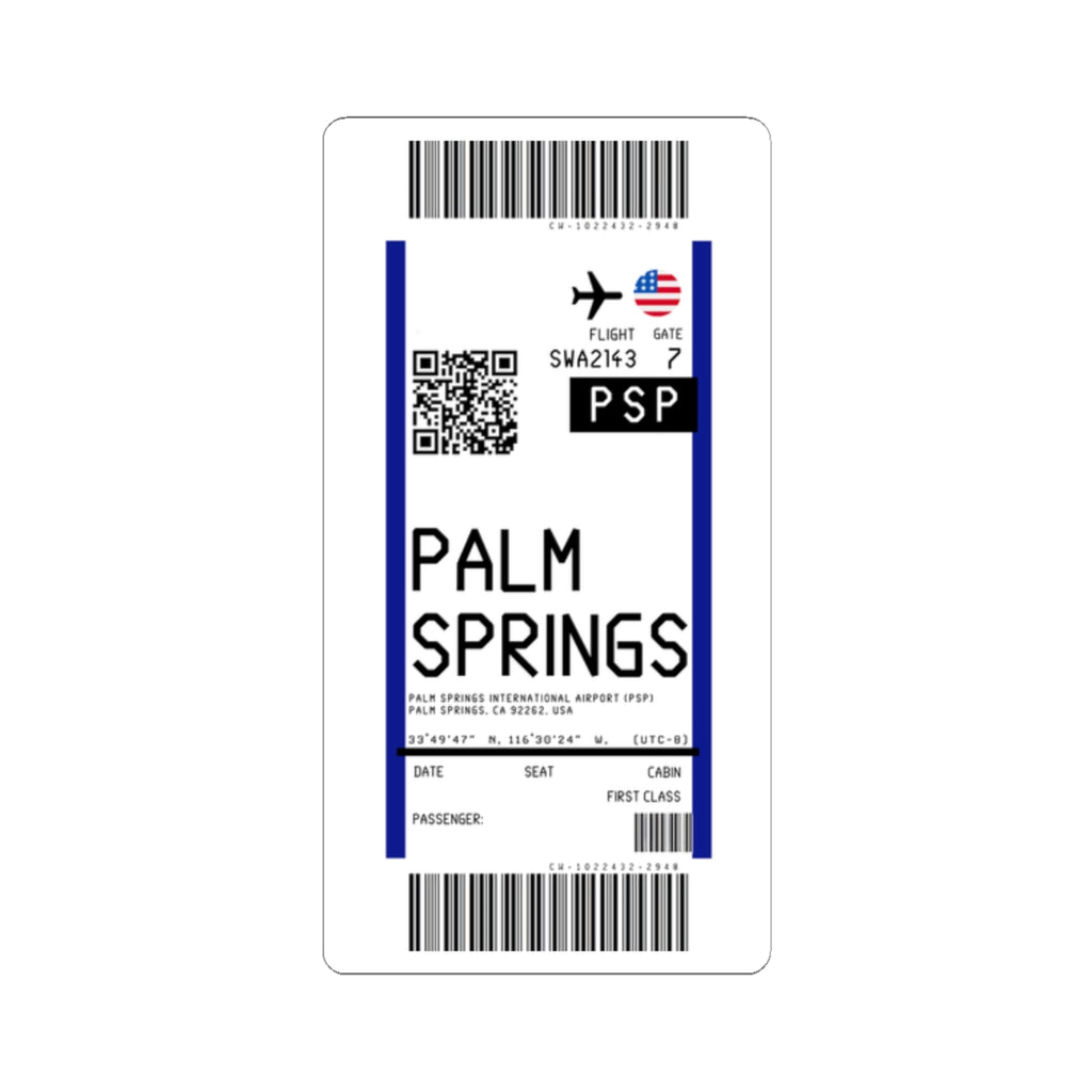 Palm Springs International Airport (PSP) Boarding Pass Sticker — Travel Luggage Decal