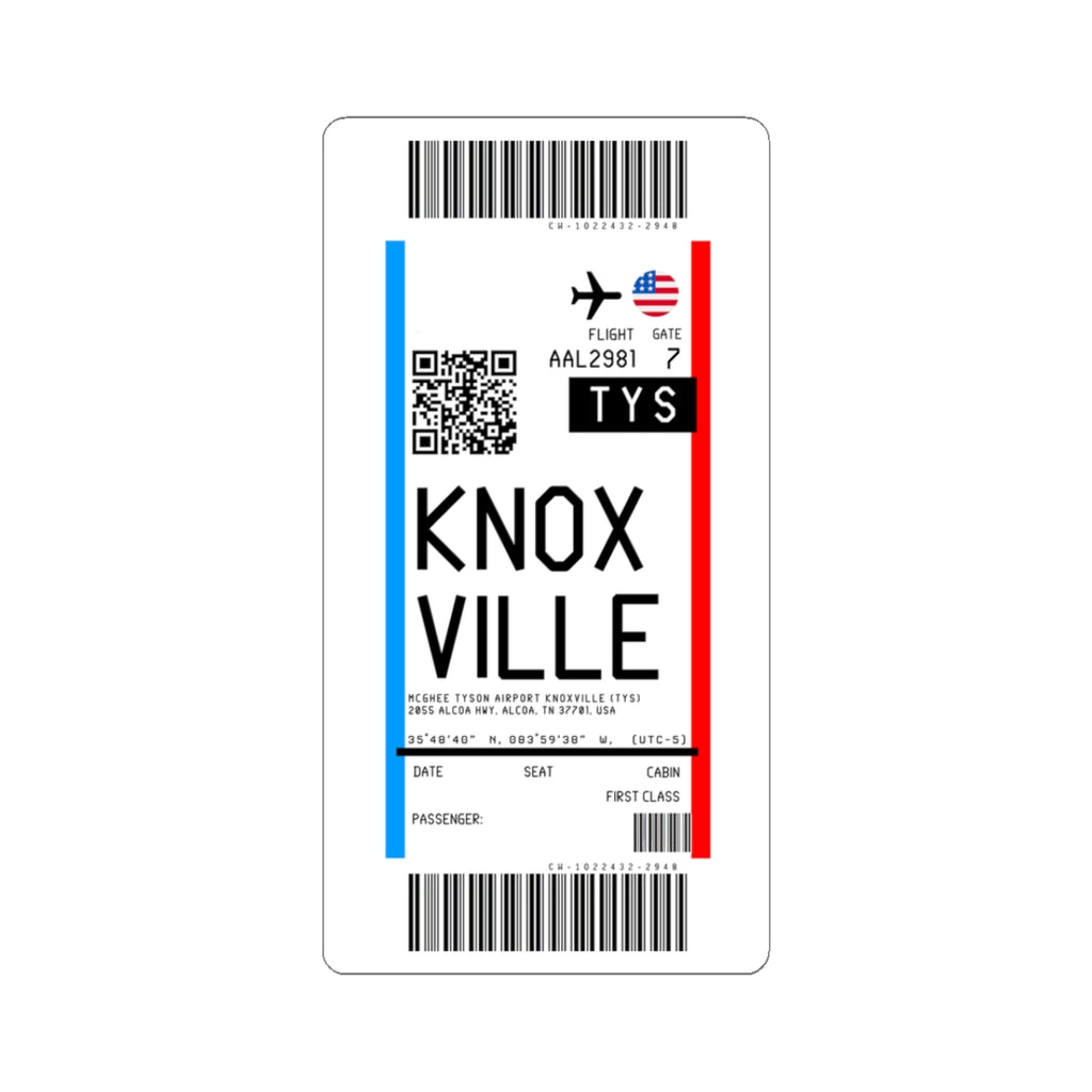 McGhee Tyson Airport (TYS) Boarding Pass Sticker — Travel Luggage Decal