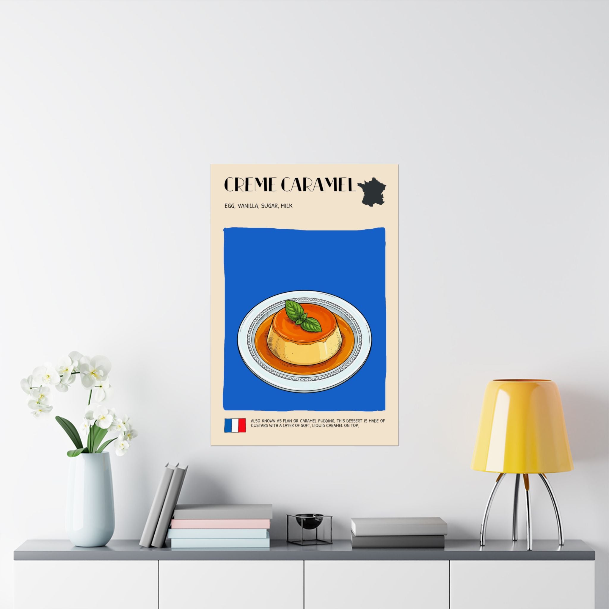 Creme Caramel Poster —  Kitchen Art Vertical Matte Print