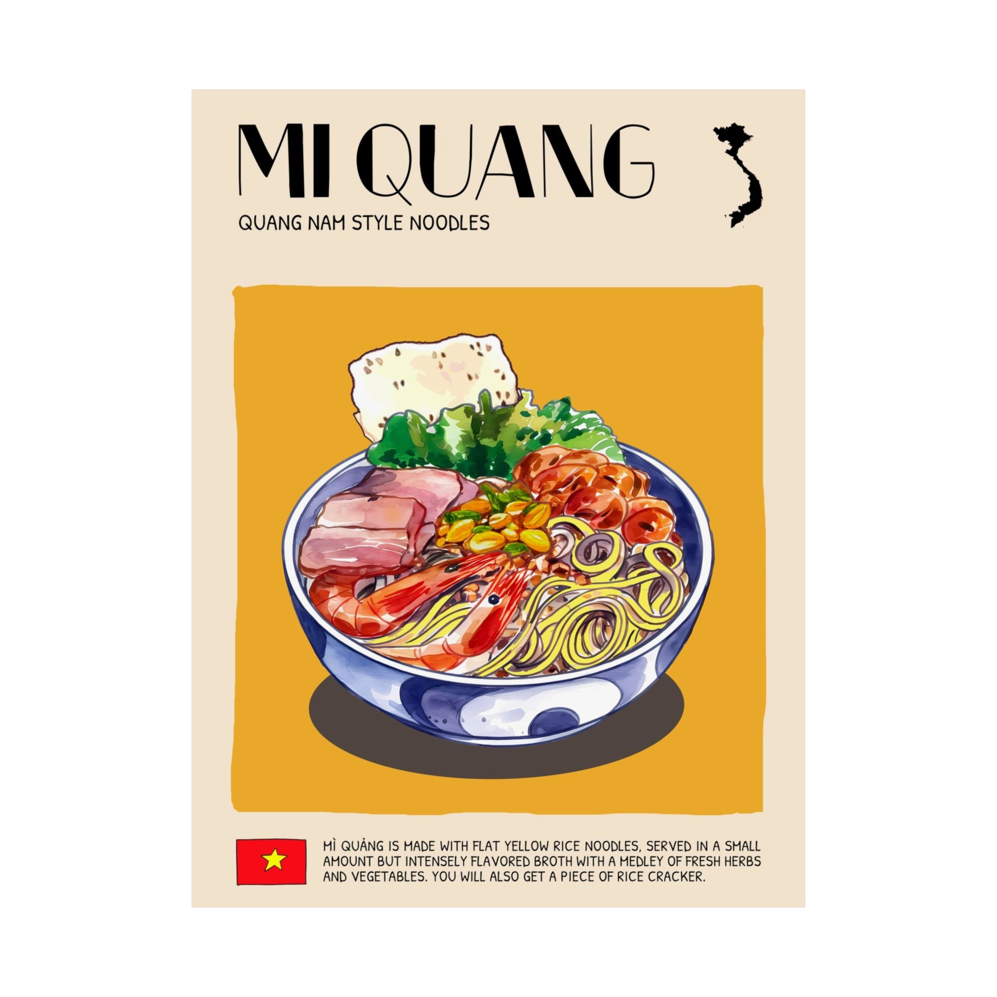 Mi Quang Matte Poster — Vietnamese Food Kitchen Art
