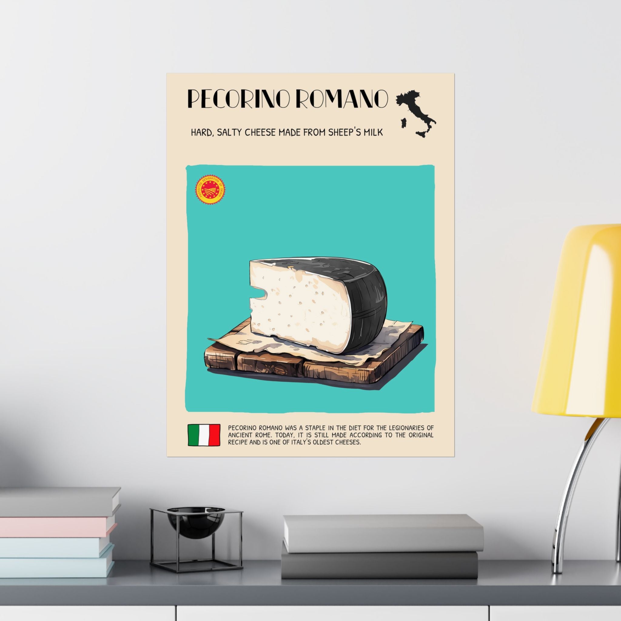 Pecorino Romano Cheese Poster — Kitchen Art Vertical Matte Print