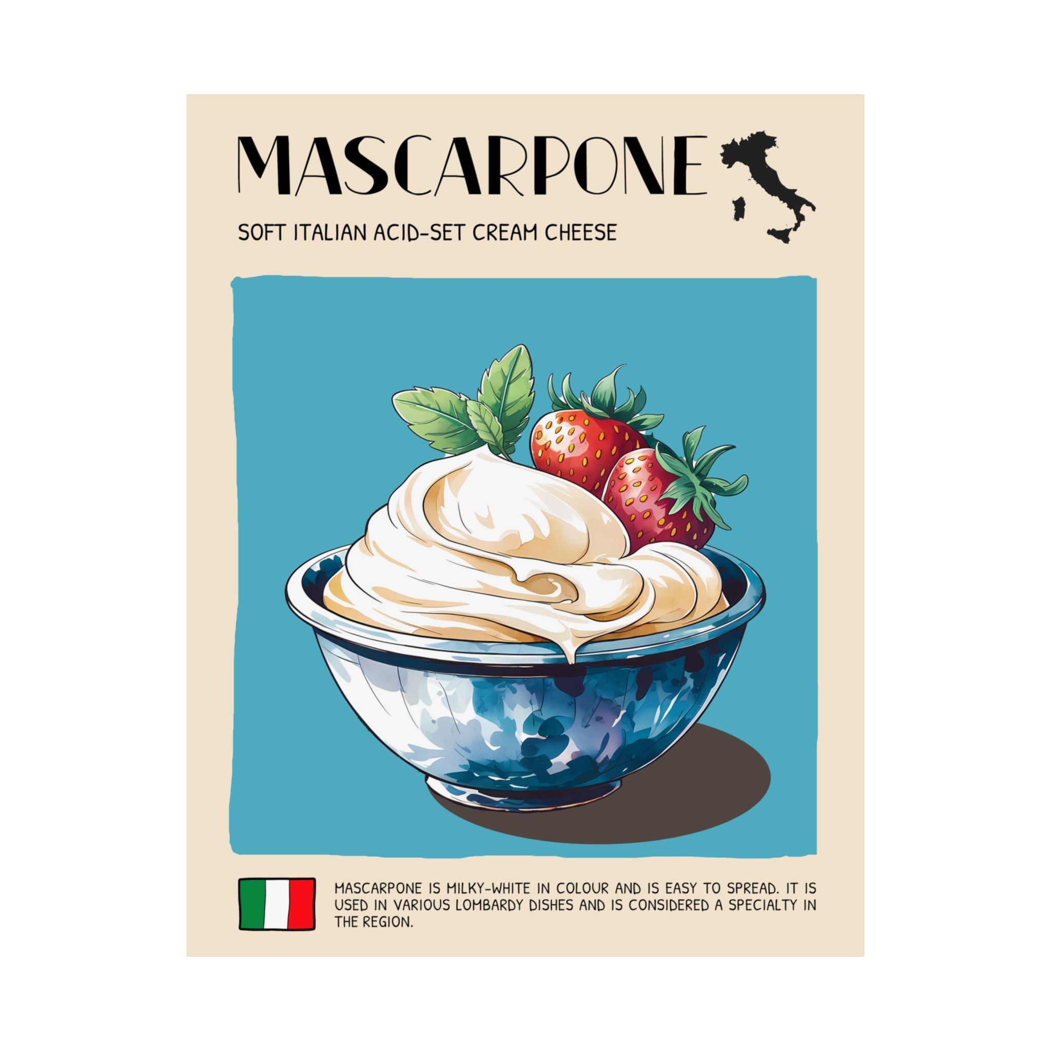 Mascarpone CheesePoster —  Kitchen Art Vertical Matte Print