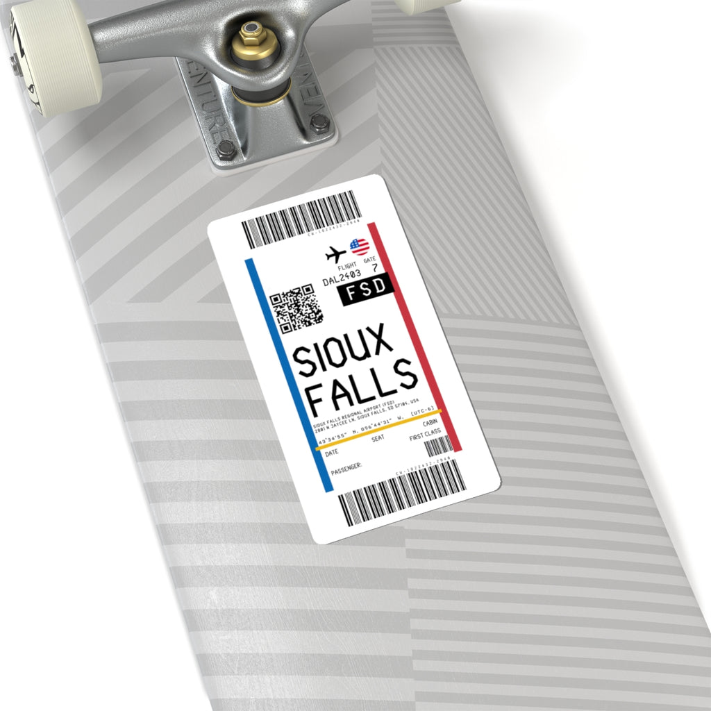 Sioux Falls Regional Airport (FSD) Boarding Pass Sticker — Travel Luggage Decal