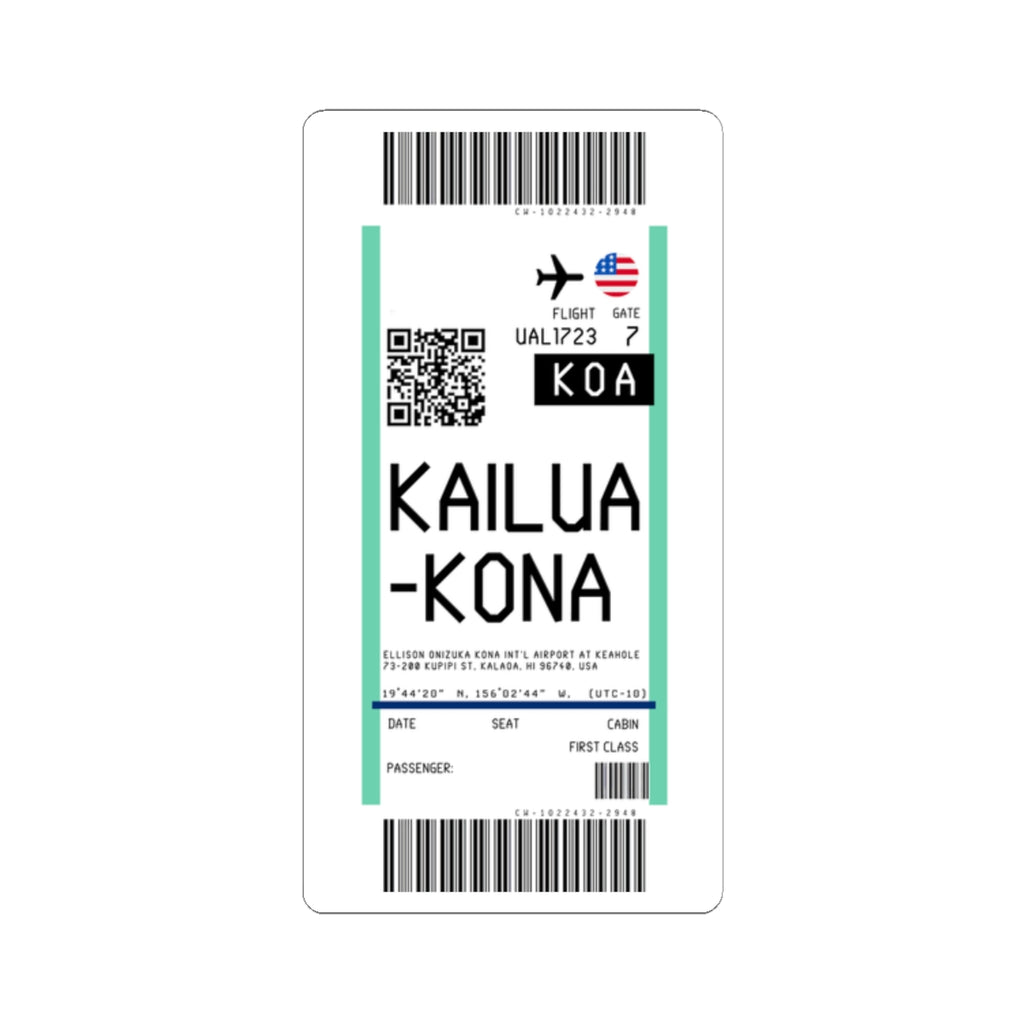 Ellison Onizuka Kona International Airport at Keāhole (KOA) Boarding Pass Sticker — Travel Luggage Decal