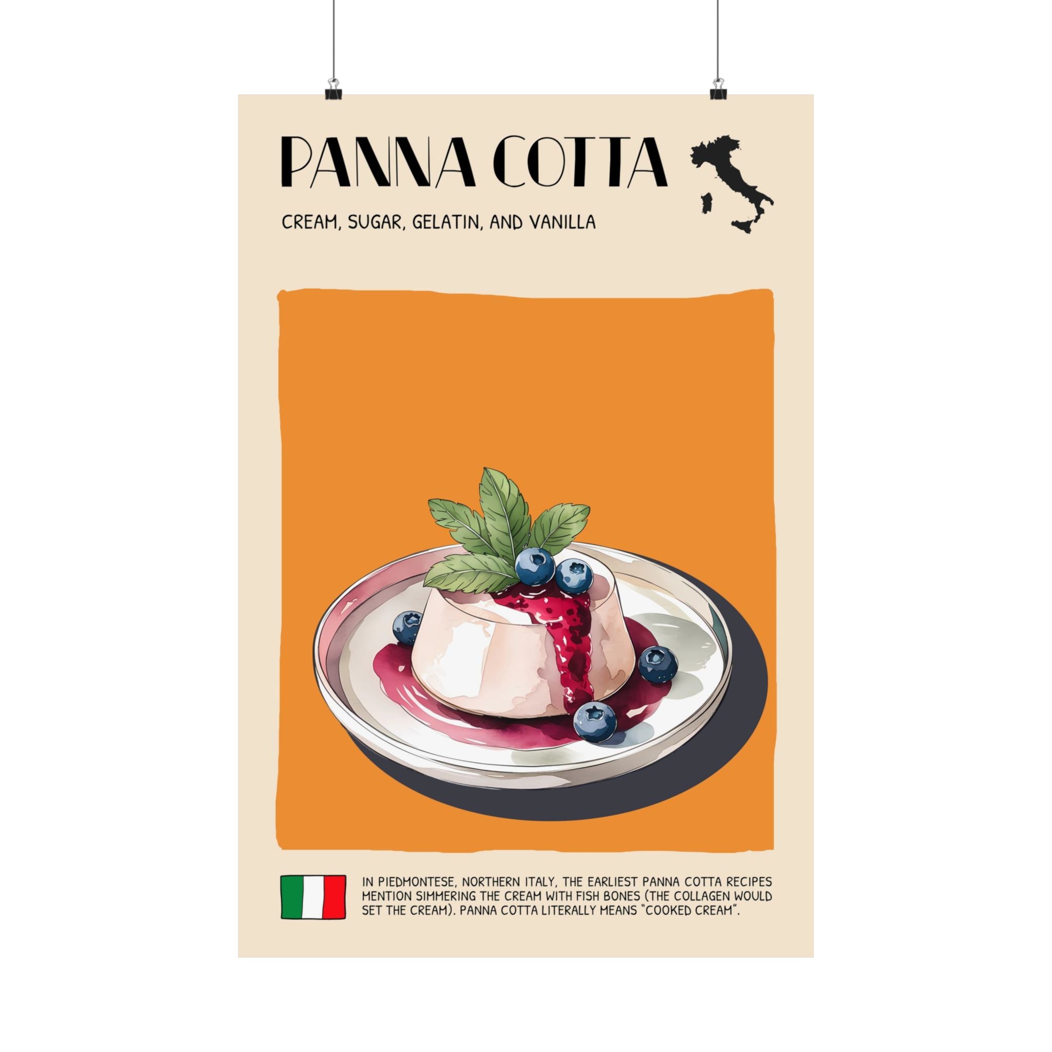 Panna Cotta Poster —  Kitchen Art Vertical Matte Print