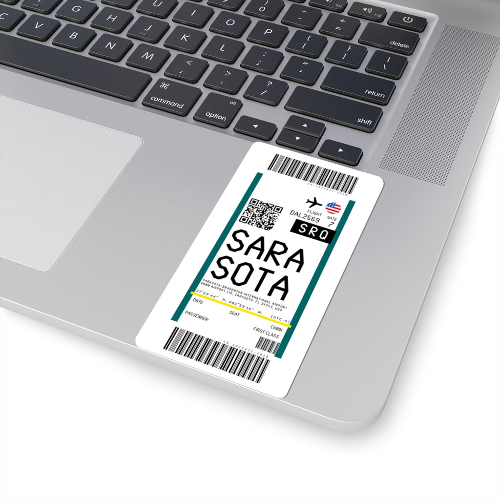 Sarasota–Bradenton International Airport (SRQ) Boarding Pass Sticker — Travel Luggage Decal