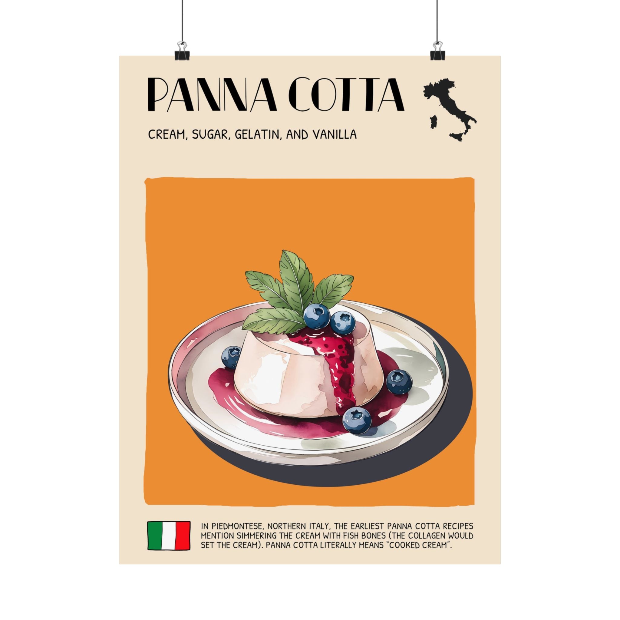 Panna Cotta Poster —  Kitchen Art Vertical Matte Print