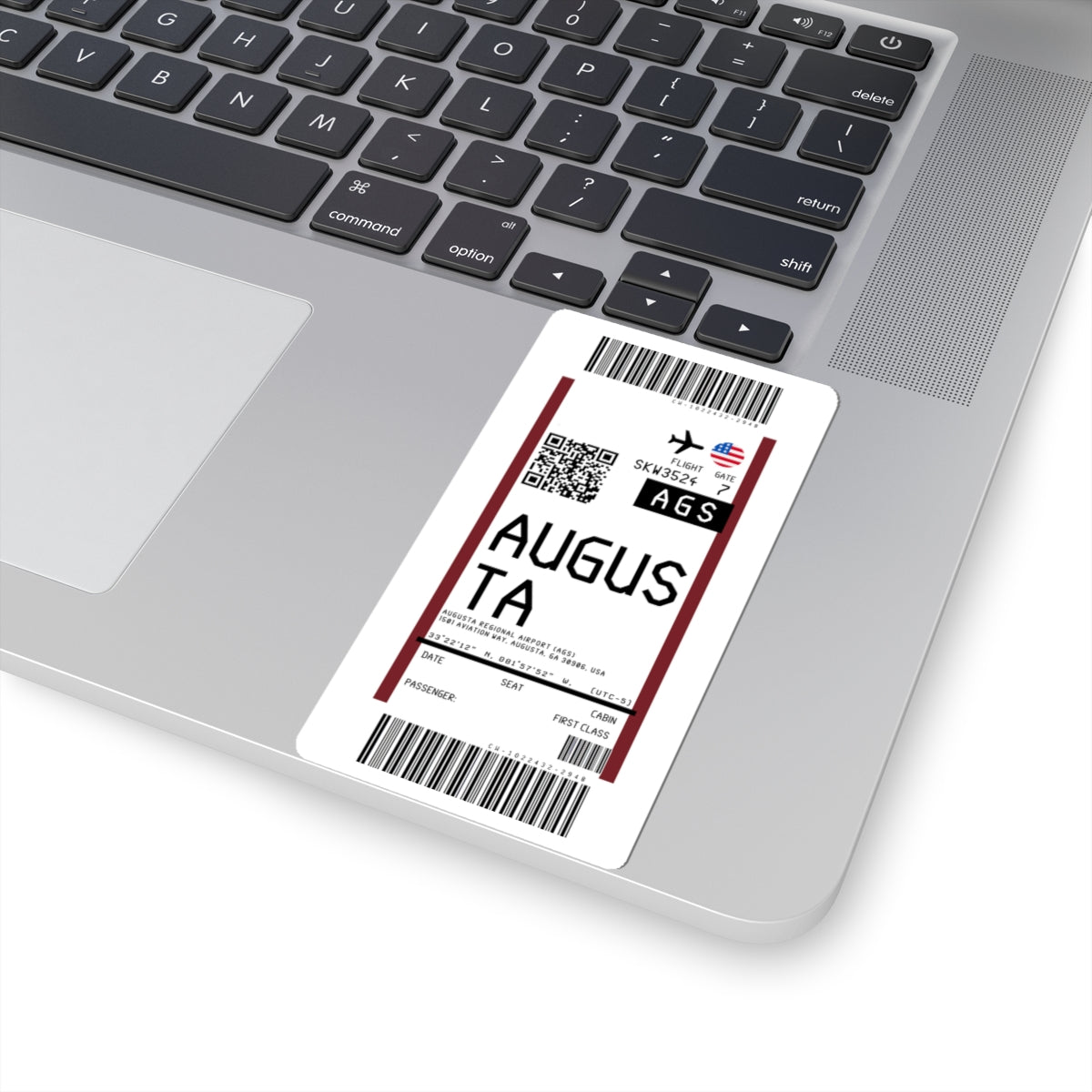 Augusta Regional Airport (AGS) Boarding Pass Sticker — Travel Luggage Decal