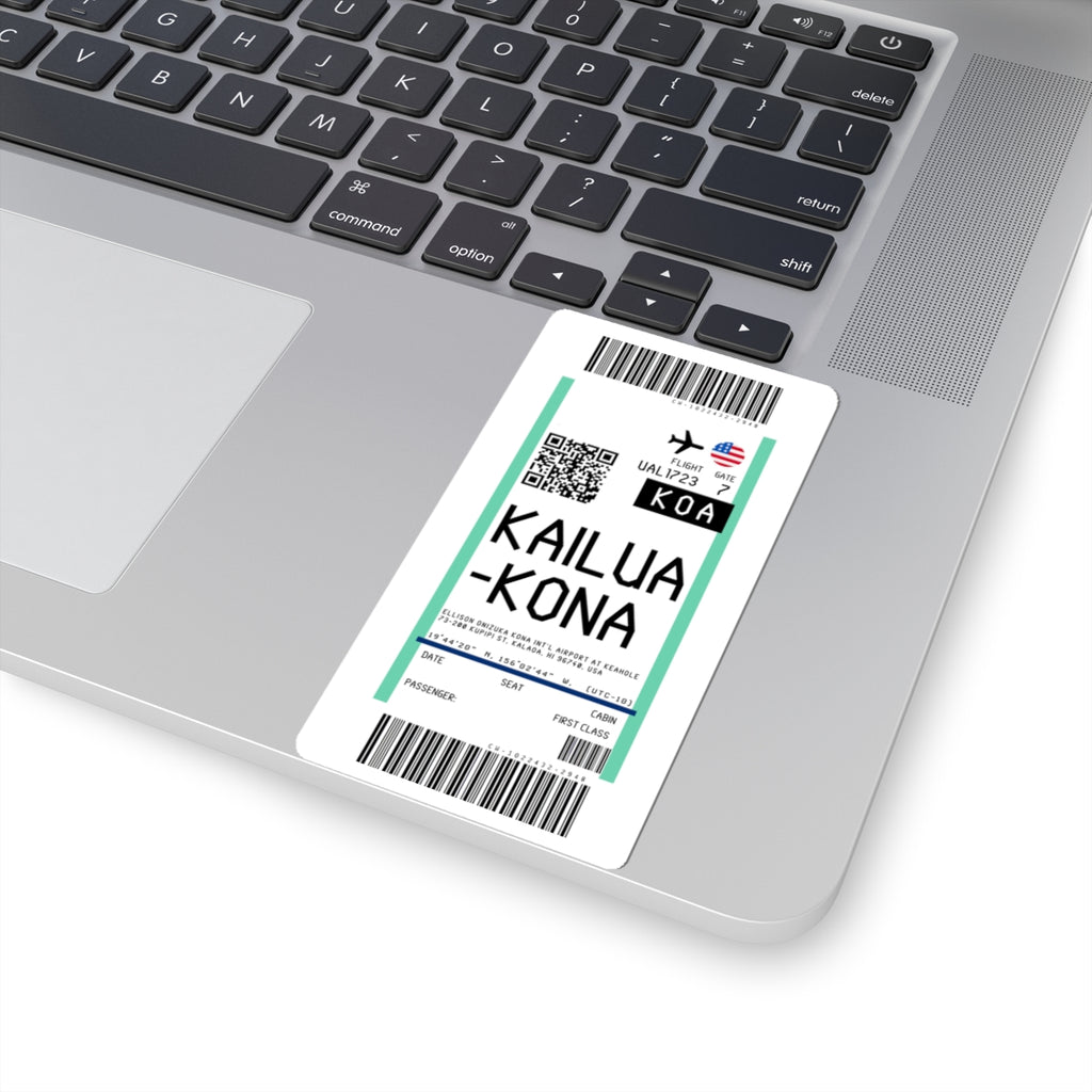 Ellison Onizuka Kona International Airport at Keāhole (KOA) Boarding Pass Sticker — Travel Luggage Decal