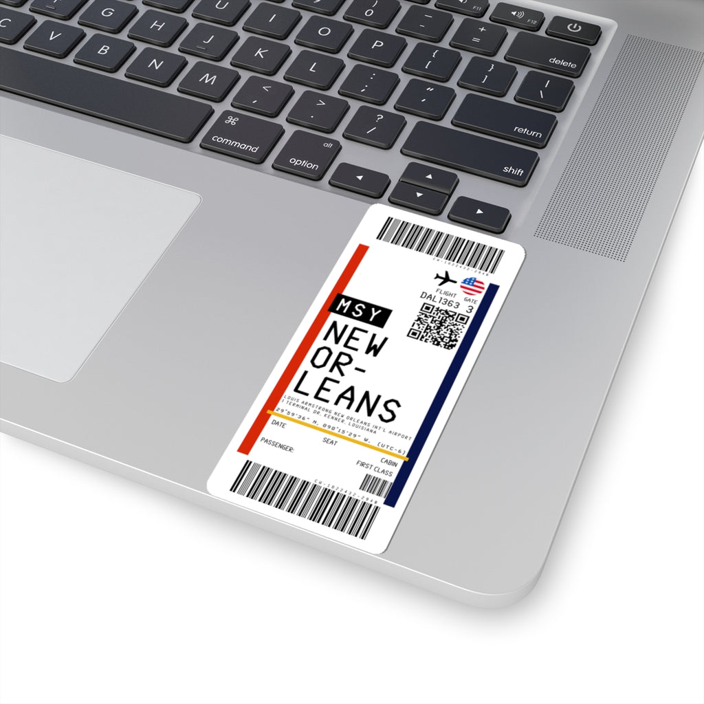 Louis Armstrong New Orleans International Airport (MSY) Boarding Pass Sticker — Travel Luggage Decal