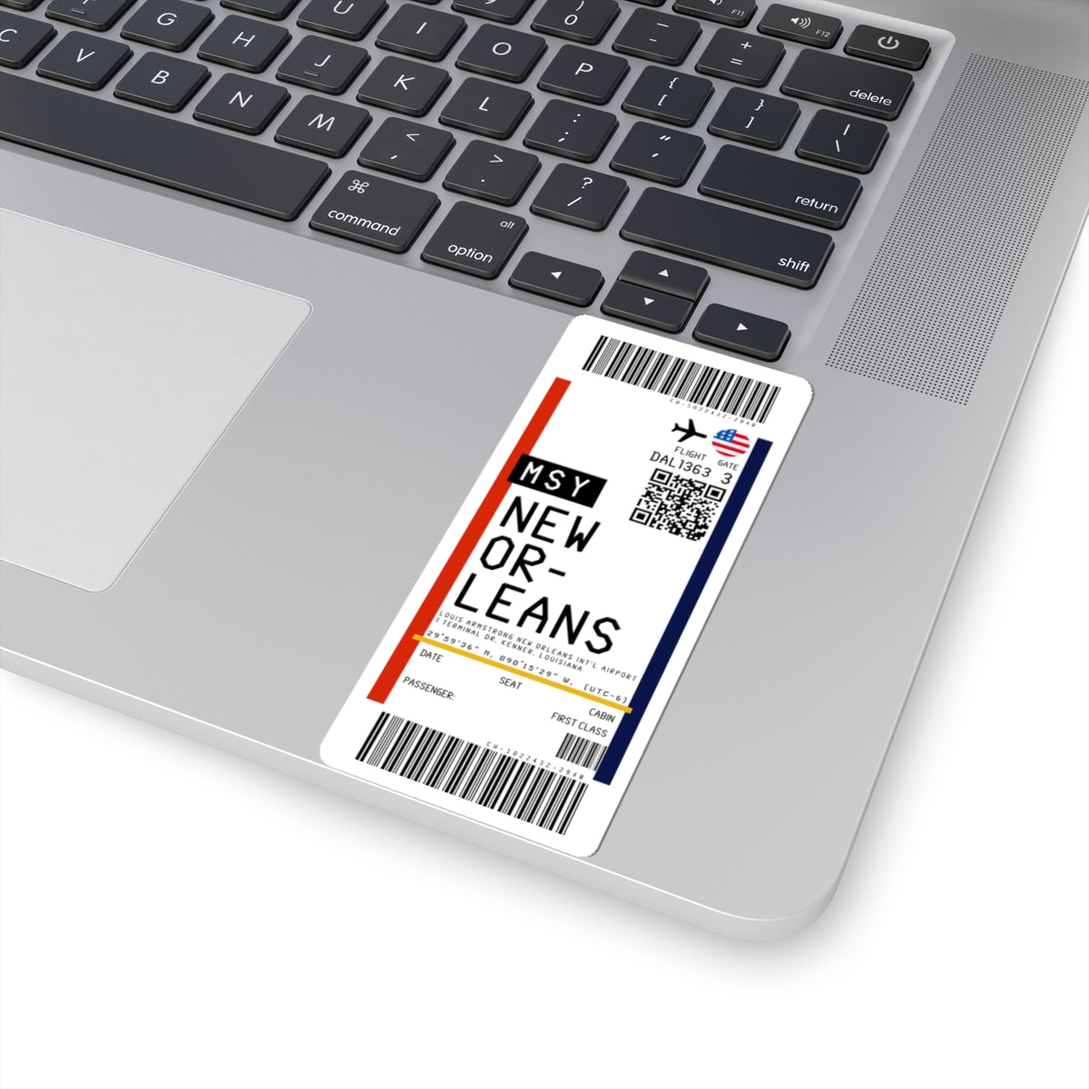 Louis Armstrong New Orleans International Airport (MSY) Boarding Pass Sticker — Travel Luggage Decal