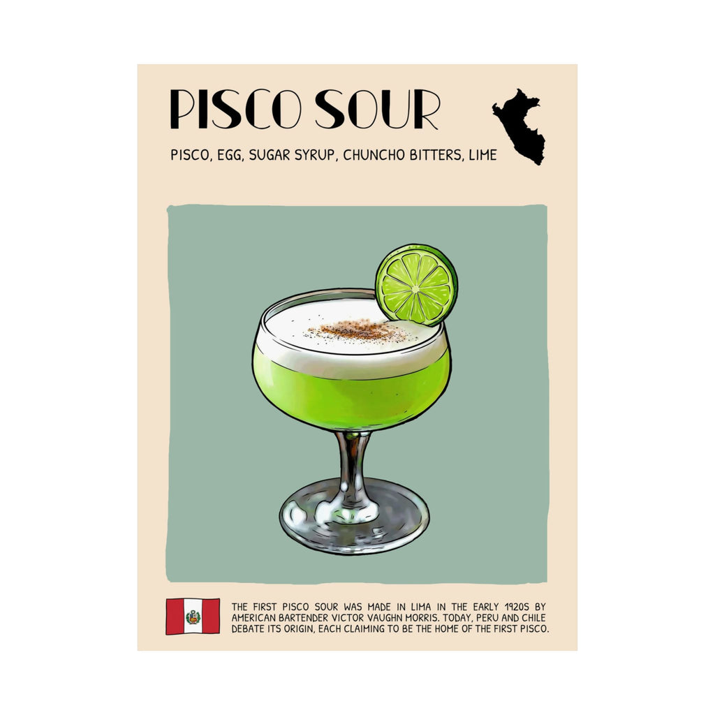Pisco Sour Poster — Peruvian Cocktail Art Print