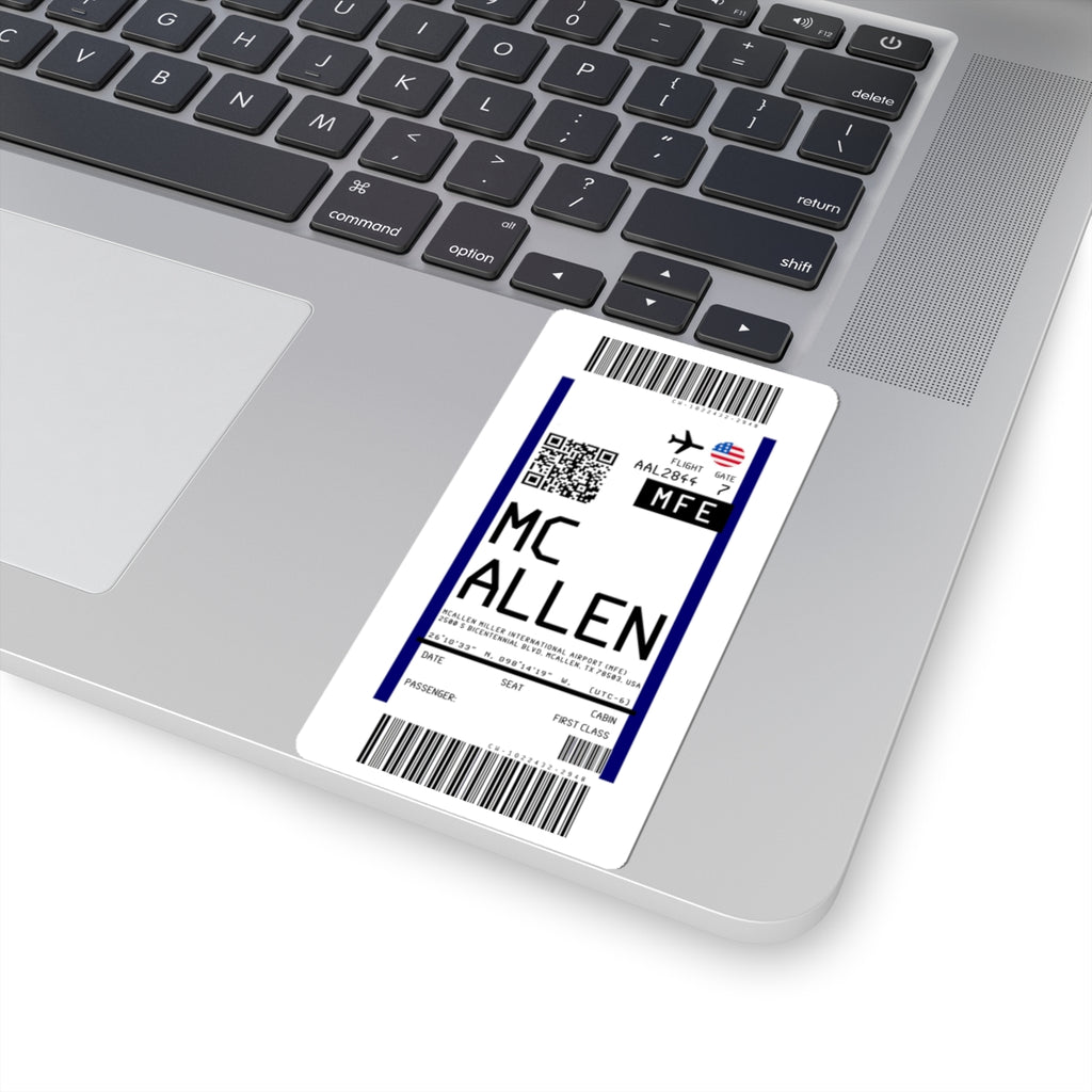 McAllen Miller International Airport (MFE) Boarding Pass Sticker — Travel Luggage Decal
