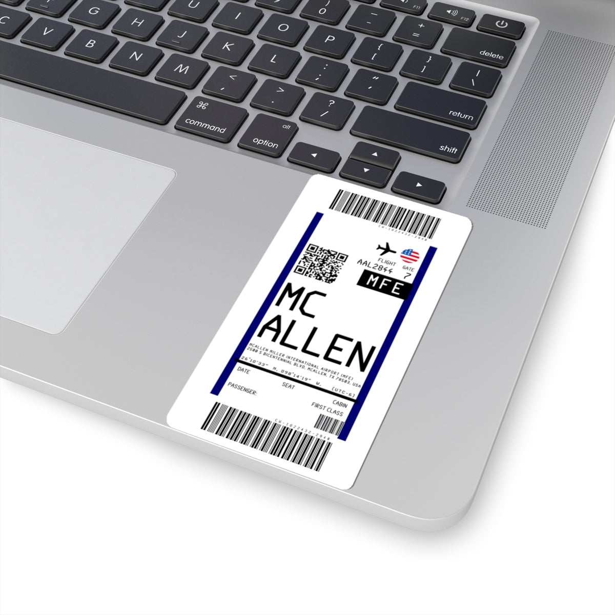 McAllen Miller International Airport (MFE) Boarding Pass Sticker — Travel Luggage Decal